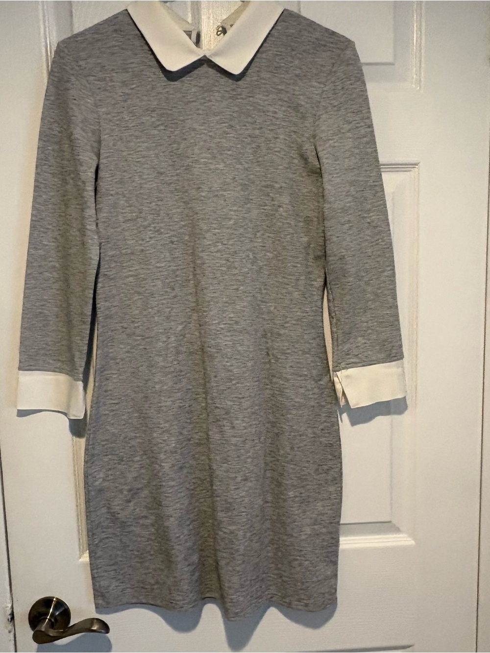 twik Grey Knit Dress with White Collar and Cuffs